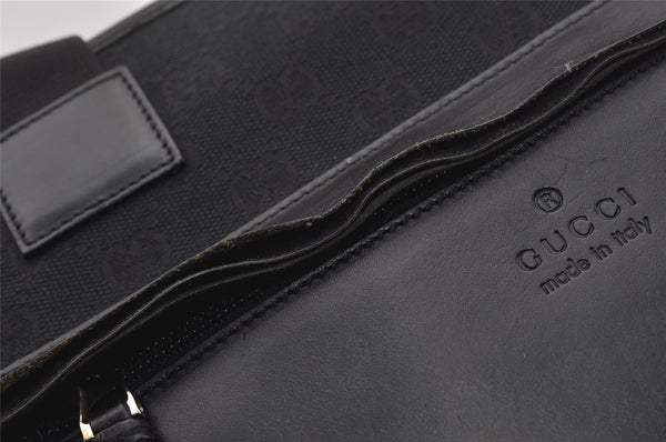 Authentic GUCCI Vintage Shoulder Tote Bag GG Canvas Leather 34339 Black 5380I