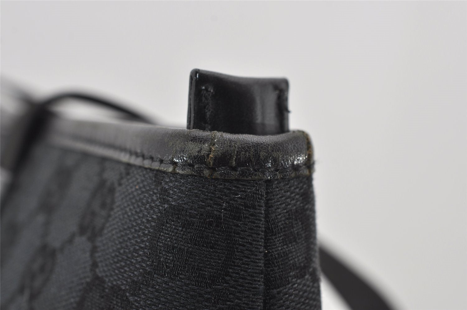 Authentic GUCCI Vintage Shoulder Tote Bag GG Canvas Leather 34339 Black 5380I