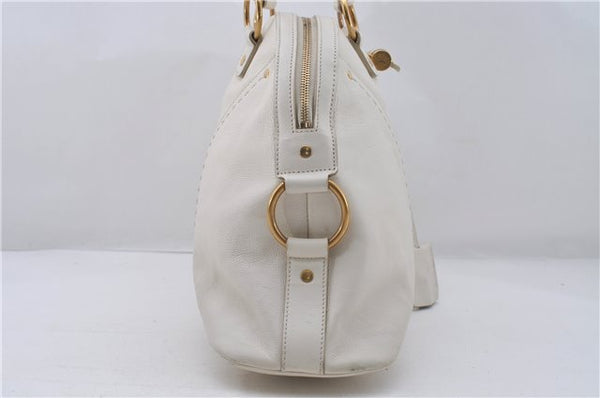 Authentic YVES SAINT LAURENT Muse Shoulder Hand Bag Leather 156464 White 5381D