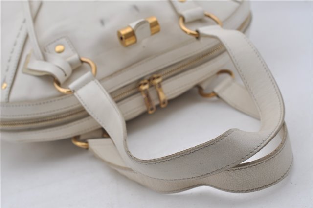 Authentic YVES SAINT LAURENT Muse Shoulder Hand Bag Leather 156464 White 5381D