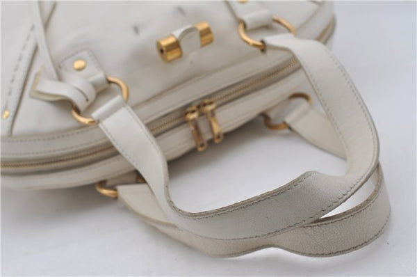 Authentic YVES SAINT LAURENT Muse Shoulder Hand Bag Leather 156464 White 5381D