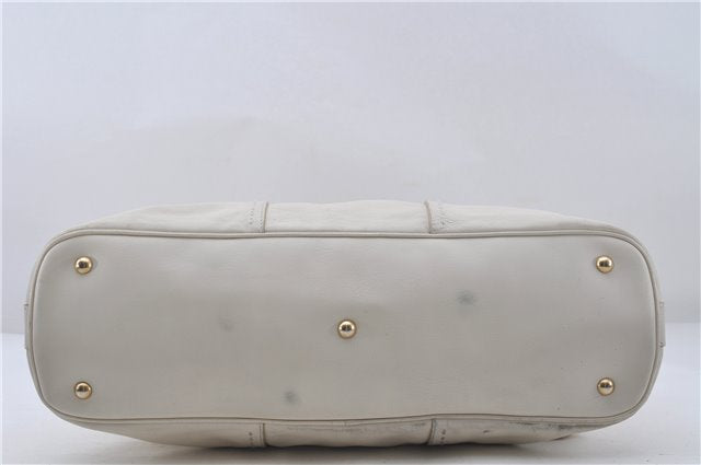 Authentic YVES SAINT LAURENT Muse Shoulder Hand Bag Leather 156464 White 5381D