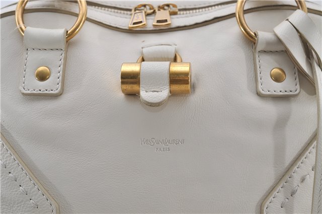 Authentic YVES SAINT LAURENT Muse Shoulder Hand Bag Leather 156464 White 5381D