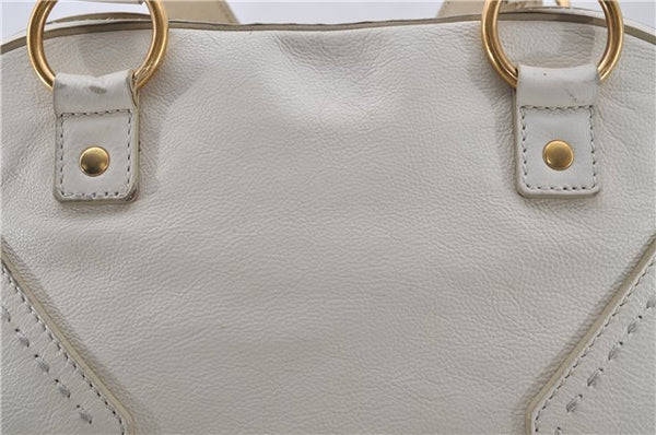 Authentic YVES SAINT LAURENT Muse Shoulder Hand Bag Leather 156464 White 5381D