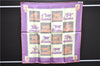 Authentic HERMES Petit Carre 40 Scarf Handkerchief Horse Motif Silk Purple 5383E