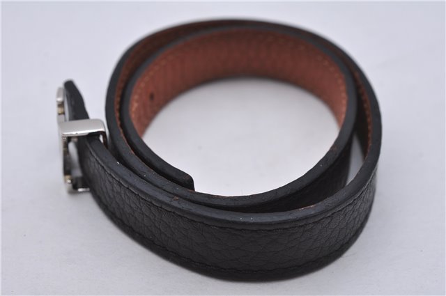 Authentic Louis Vuitton Taurillon Bracelet LV Bangle Black M6018E LV 5384E