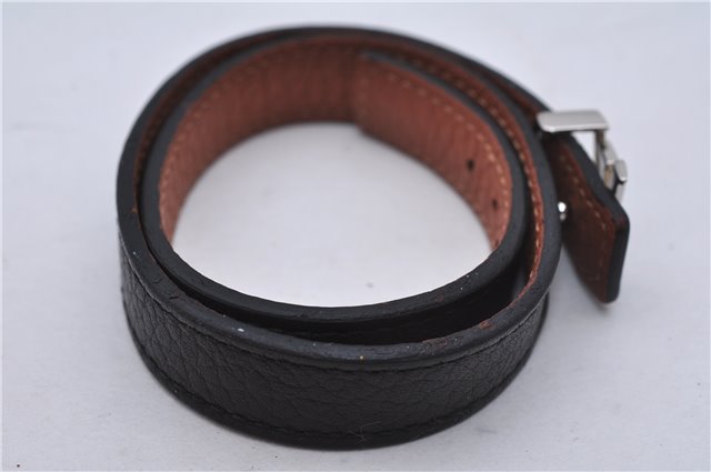 Authentic Louis Vuitton Taurillon Bracelet LV Bangle Black M6018E LV 5384E