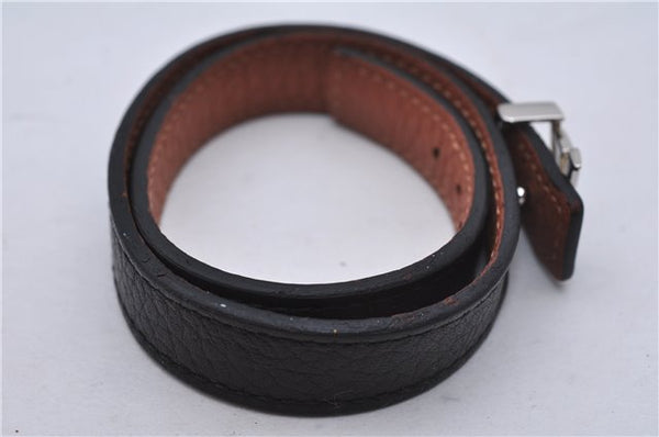 Authentic Louis Vuitton Taurillon Bracelet LV Bangle Black M6018E LV 5384E