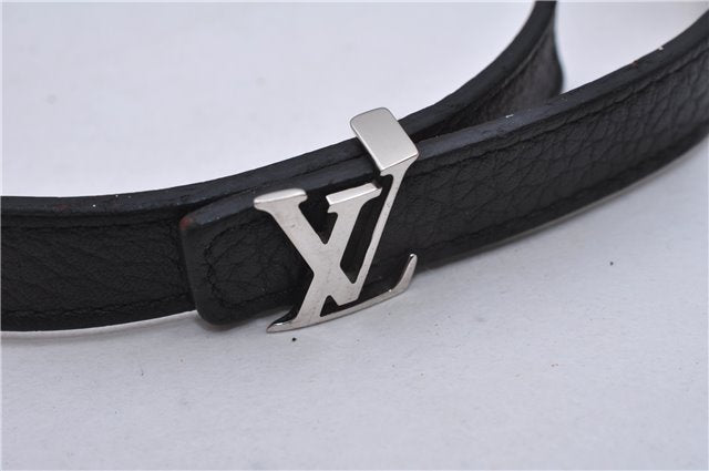 Authentic Louis Vuitton Taurillon Bracelet LV Bangle Black M6018E LV 5384E