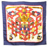 Authentic HERMES Carre 90 Scarf "REVERIES JAPONAISES" Silk Navy Box 5385E