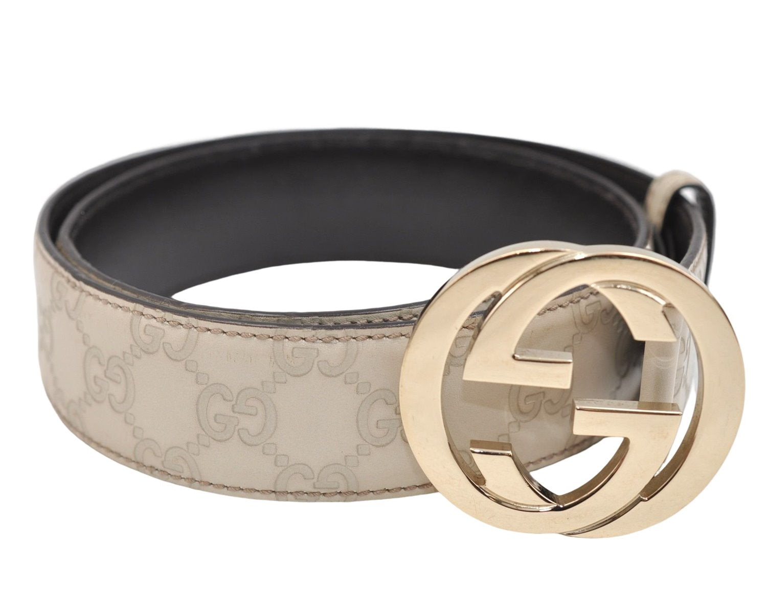 Authentic GUCCI Guccissima Interlocking G Belt Leather 85cm 33.5