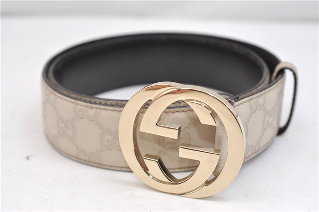 Authentic GUCCI Guccissima Interlocking G Belt Leather 85cm 33.5