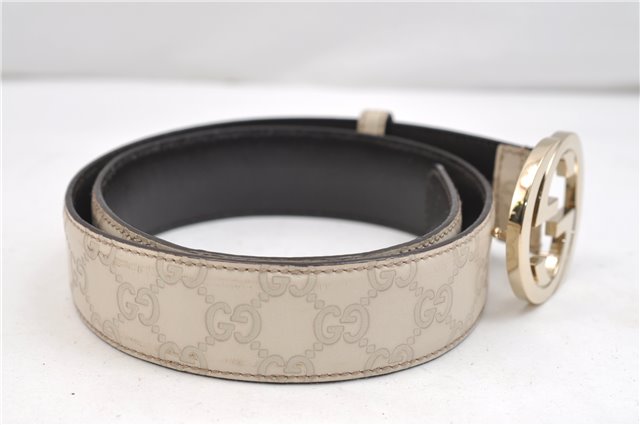 Authentic GUCCI Guccissima Interlocking G Belt Leather 85cm 33.5