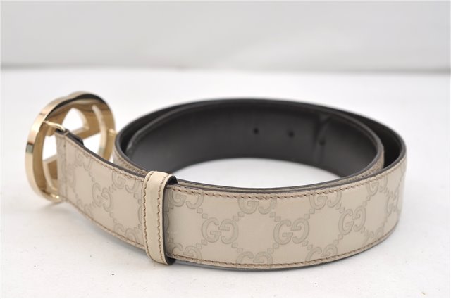 Authentic GUCCI Guccissima Interlocking G Belt Leather 85cm 33.5