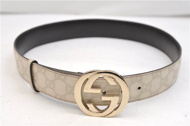 Authentic GUCCI Guccissima Interlocking G Belt Leather 85cm 33.5