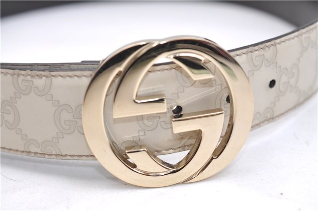 Authentic GUCCI Guccissima Interlocking G Belt Leather 85cm 33.5