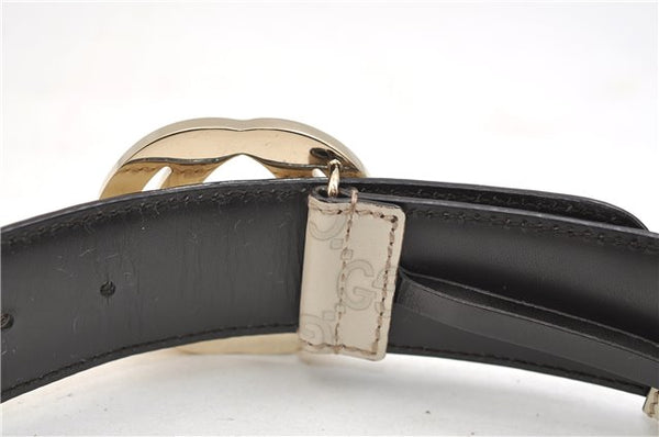 Authentic GUCCI Guccissima Interlocking G Belt Leather 85cm 33.5" Ivory 5386E