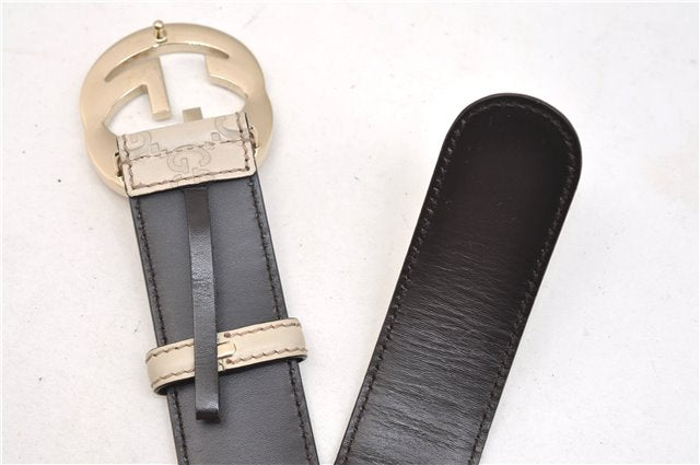 Authentic GUCCI Guccissima Interlocking G Belt Leather 85cm 33.5