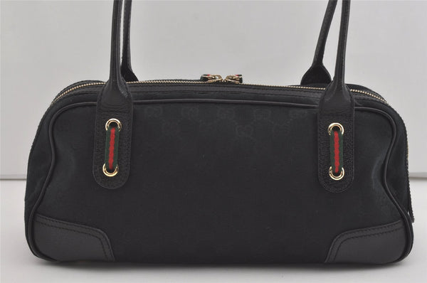 Authentic GUCCI Web Sherry Line Princy Shoulder Bag GG Canvas 161720 Black 5386I