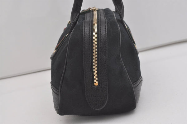 Authentic GUCCI Web Sherry Line Princy Shoulder Bag GG Canvas 161720 Black 5386I