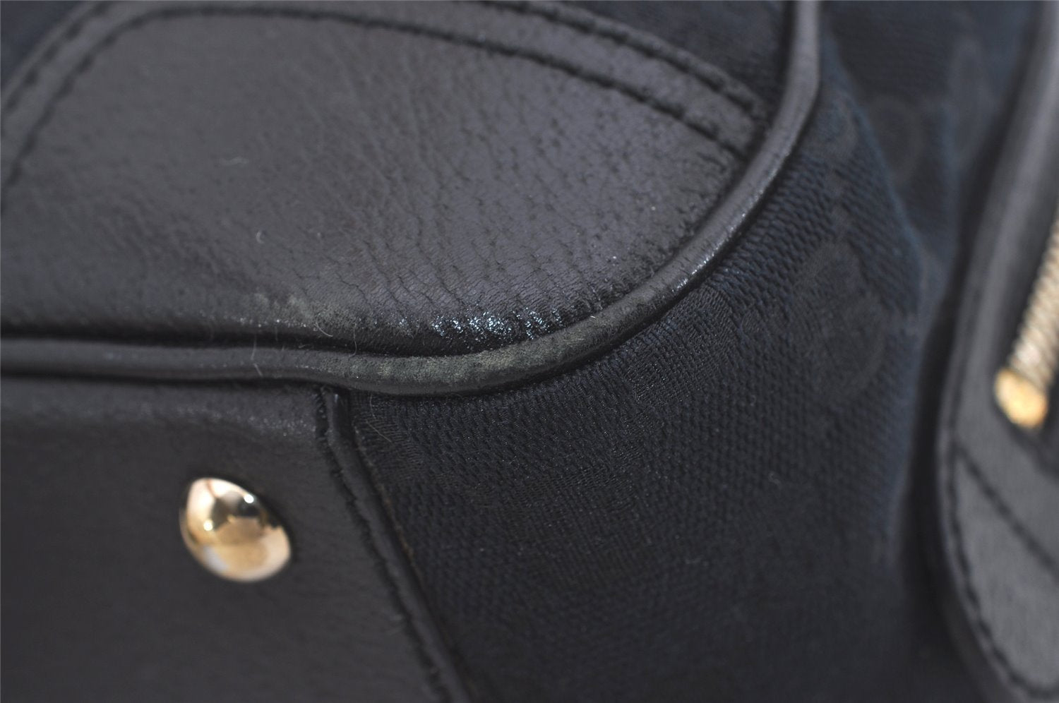 Authentic GUCCI Web Sherry Line Princy Shoulder Bag GG Canvas 161720 Black 5386I