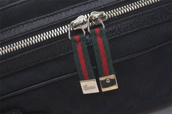 Authentic GUCCI Web Sherry Line Princy Shoulder Bag GG Canvas 161720 Black 5386I