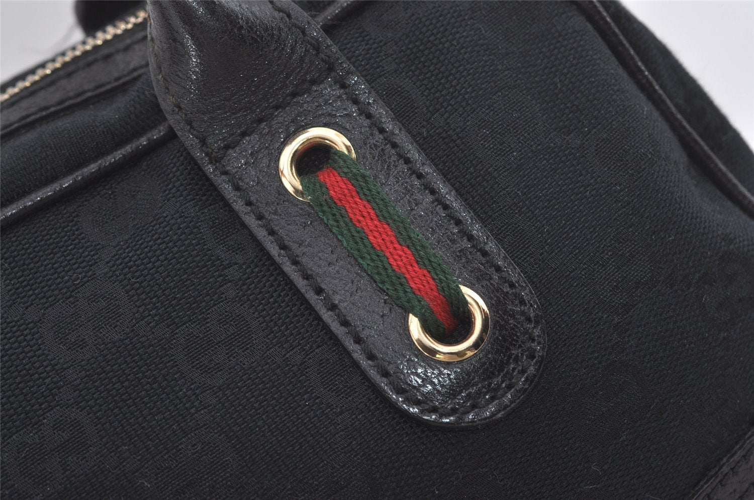 Authentic GUCCI Web Sherry Line Princy Shoulder Bag GG Canvas 161720 Black 5386I