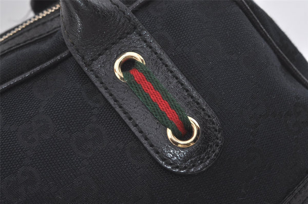 Authentic GUCCI Web Sherry Line Princy Shoulder Bag GG Canvas 161720 Black 5386I