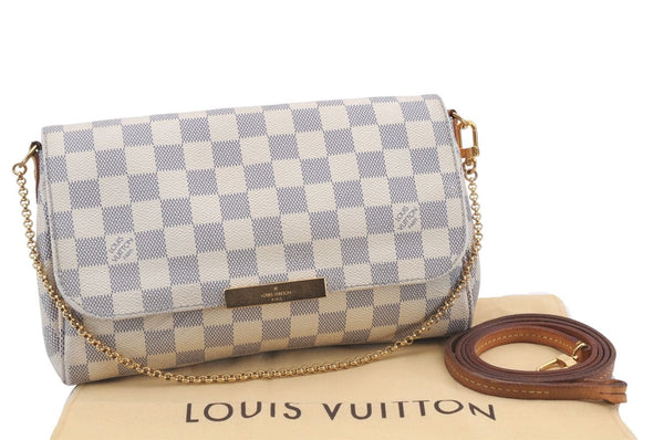 Auth Louis Vuitton Damier Azur Favorite MM Shoulder Clutch Bag N41275 LV 5387D