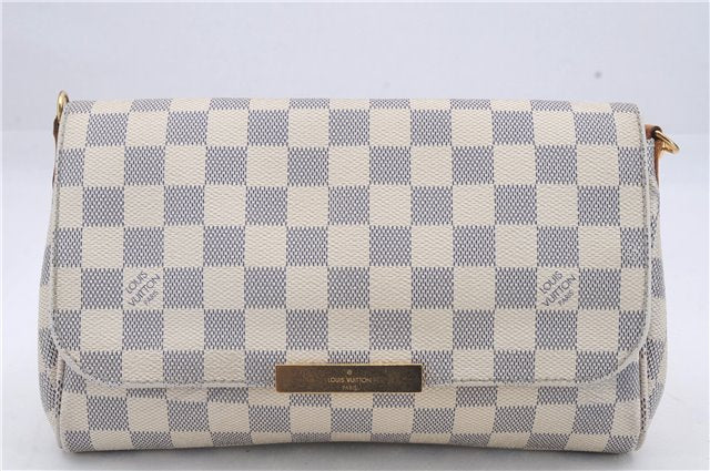 Auth Louis Vuitton Damier Azur Favorite MM Shoulder Clutch Bag N41275 LV 5387D