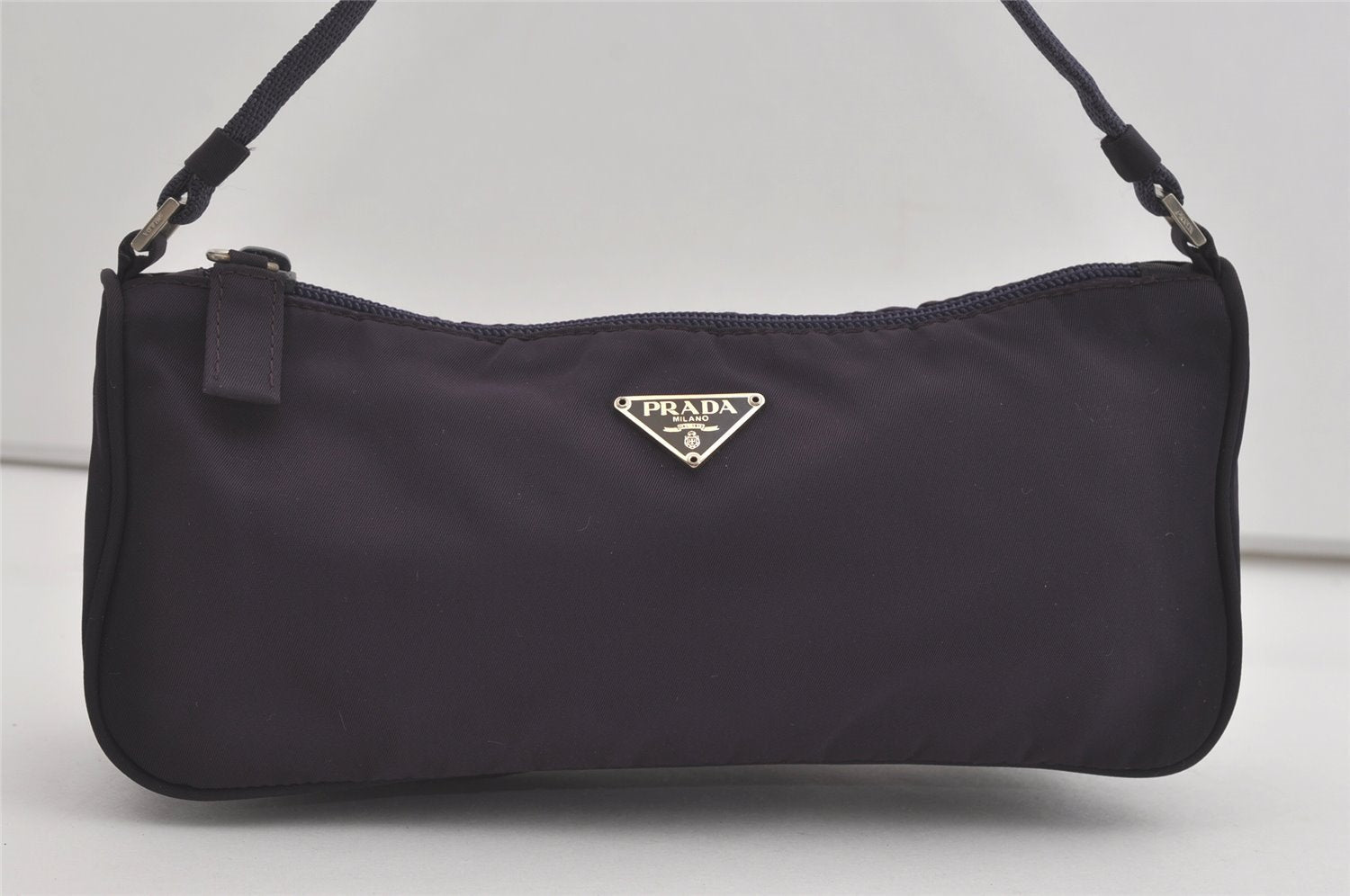 Authentic PRADA Vintage Nylon Tessuto Hand Bag Pouch Purse Purple 5388I