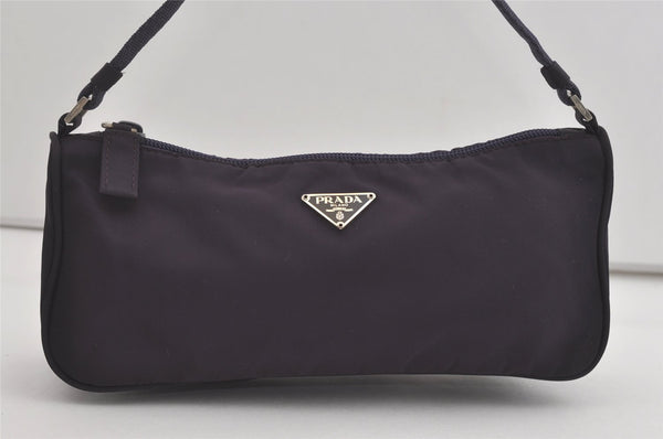 Authentic PRADA Vintage Nylon Tessuto Hand Bag Pouch Purse Purple 5388I