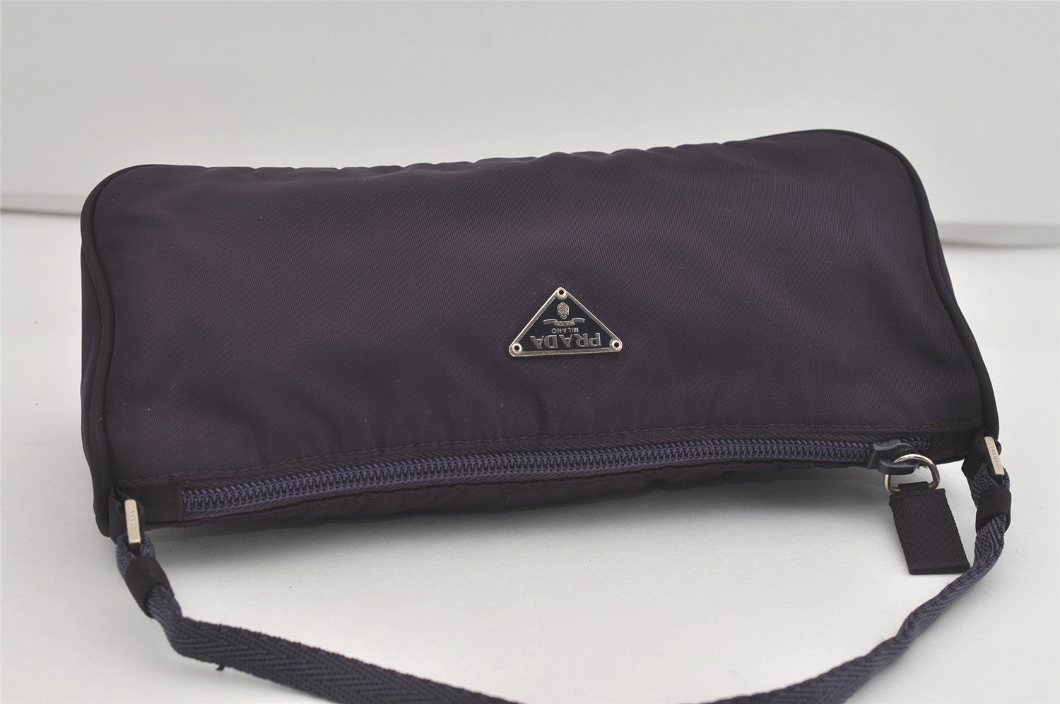 Authentic PRADA Vintage Nylon Tessuto Hand Bag Pouch Purse Purple 5388I