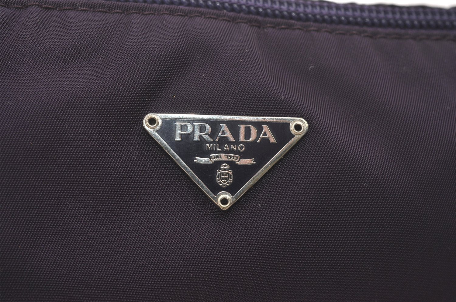 Authentic PRADA Vintage Nylon Tessuto Hand Bag Pouch Purse Purple 5388I