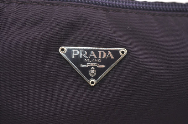 Authentic PRADA Vintage Nylon Tessuto Hand Bag Pouch Purse Purple 5388I