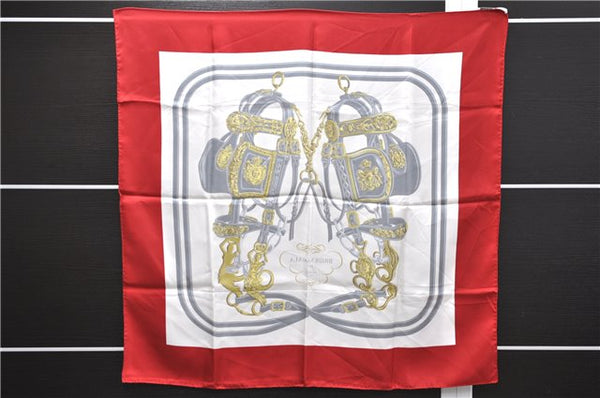 Authentic HERMES Carre 90 Scarf "BRIDES de GALA par" Silk Red 5389E