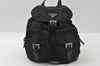 Authentic PRADA Vintage Nylon Tessuto Leather Backpack Black 5389I