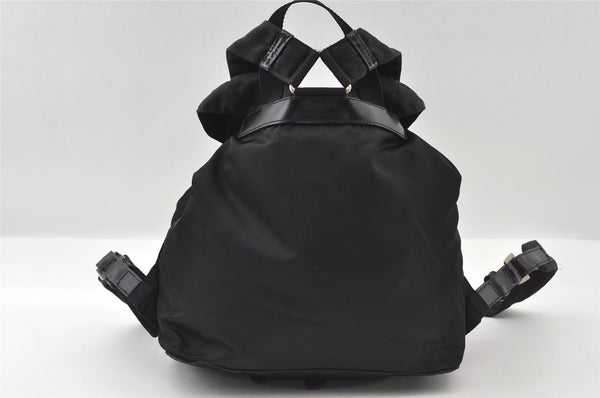 Authentic PRADA Vintage Nylon Tessuto Leather Backpack Black 5389I