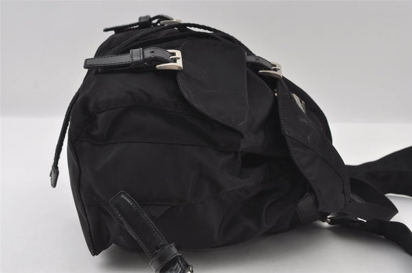 Authentic PRADA Vintage Nylon Tessuto Leather Backpack Black 5389I