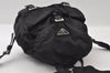 Authentic PRADA Vintage Nylon Tessuto Leather Backpack Black 5389I