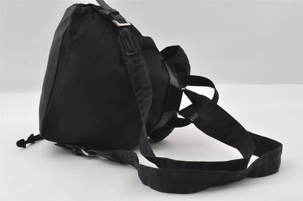 Authentic PRADA Vintage Nylon Tessuto Leather Backpack Black 5389I