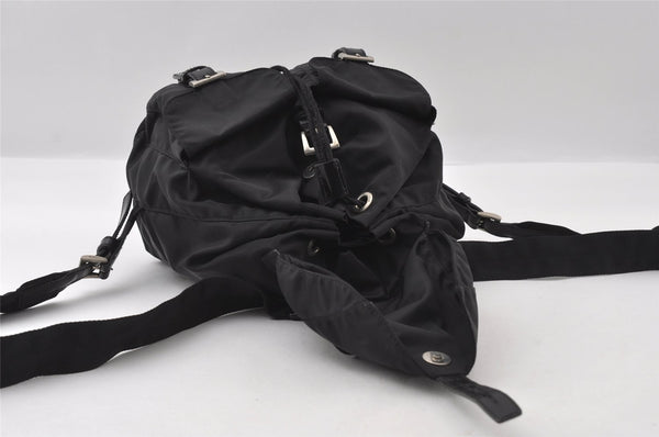 Authentic PRADA Vintage Nylon Tessuto Leather Backpack Black 5389I