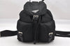 Authentic PRADA Vintage Nylon Tessuto Leather Drawstring Backpack Black 5390I