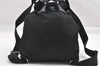 Authentic PRADA Vintage Nylon Tessuto Leather Drawstring Backpack Black 5390I