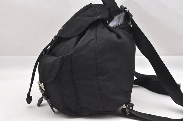 Authentic PRADA Vintage Nylon Tessuto Leather Drawstring Backpack Black 5390I