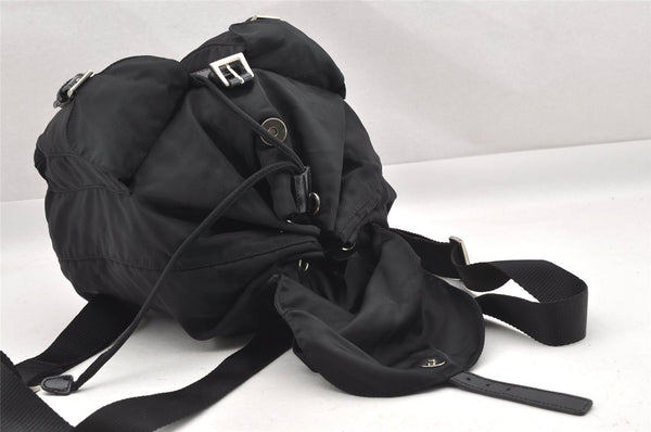 Authentic PRADA Vintage Nylon Tessuto Leather Drawstring Backpack Black 5390I