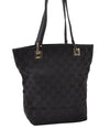Authentic GUCCI Shoulder Hand Tote Bag GG Canvas Leather 0021099 Black 5391I