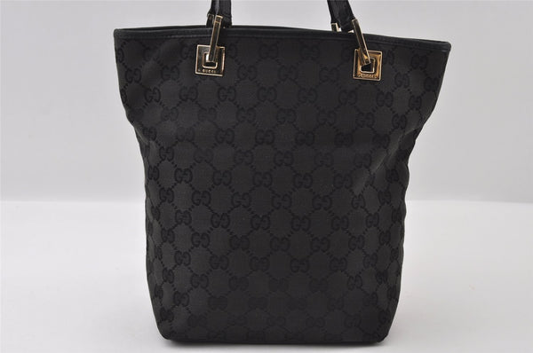 Authentic GUCCI Shoulder Hand Tote Bag GG Canvas Leather 0021099 Black 5391I