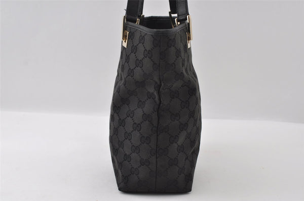 Authentic GUCCI Shoulder Hand Tote Bag GG Canvas Leather 0021099 Black 5391I