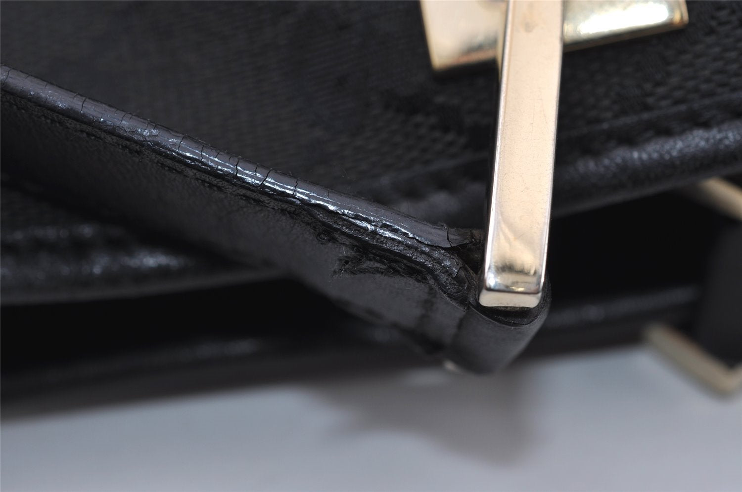 Authentic GUCCI Shoulder Hand Tote Bag GG Canvas Leather 0021099 Black 5391I